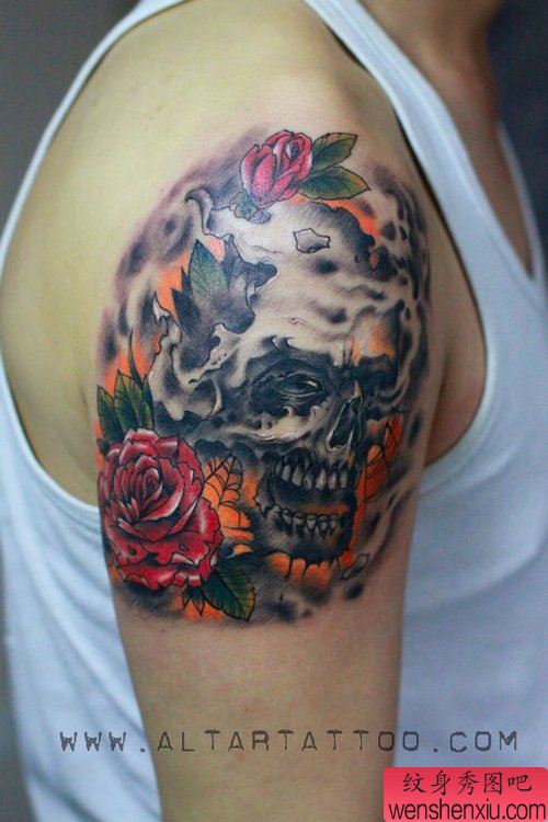 超酷流行的手臂骷髅纹身图案