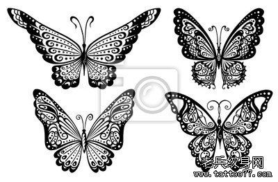 一幅流行精美的图腾蝴蝶纹身手稿