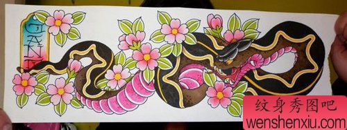 一幅漂亮的old school蛇纹身手稿