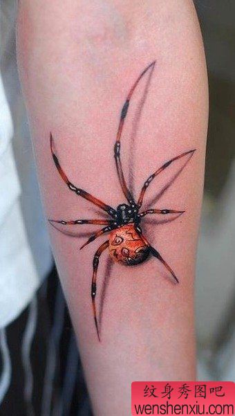 男生手臂流行帅气的蜘蛛纹身图案