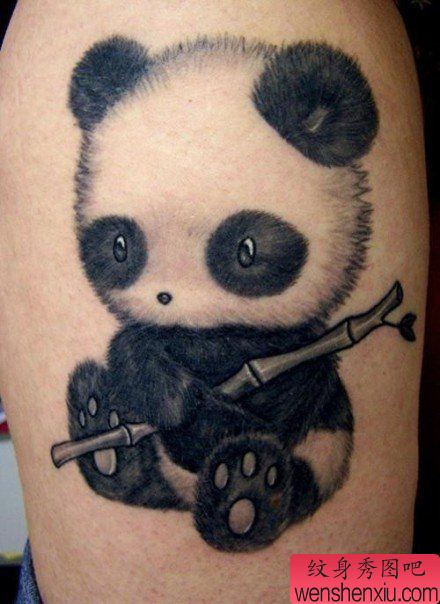 腿部可爱时尚的猫咪纹身图案