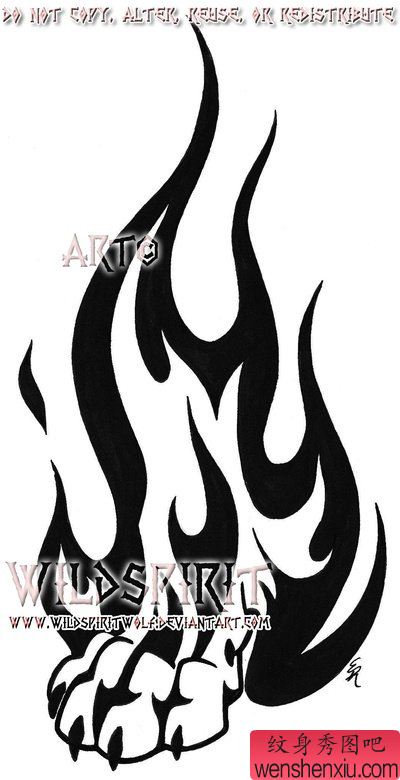 经典帅气的图腾狼爪纹身图案