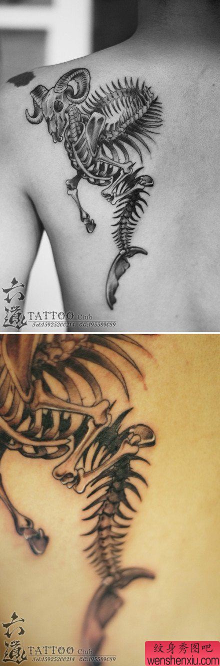 肩背超帅的摩羯座纹身图案