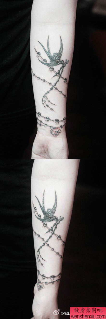 手腕流行经典的手链纹身图案