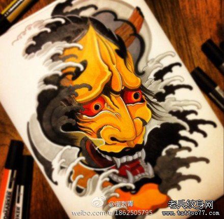 一幅帅气超酷的般若纹身手稿