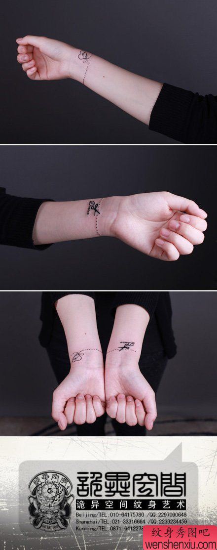 手腕清晰流行的小手链纹身图案