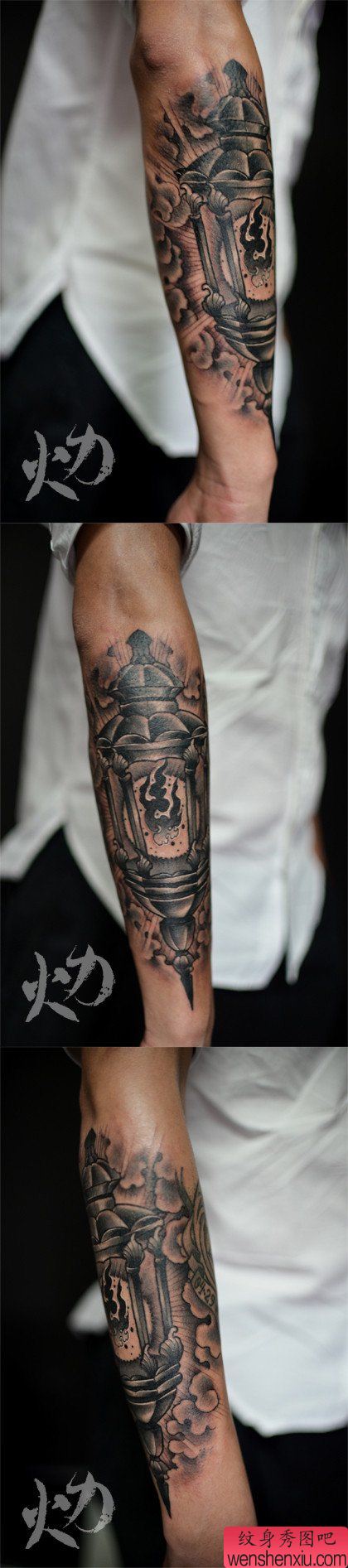 手臂漂亮简单的灯纹身图案