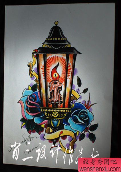 流行经典的彩色灯纹身手稿