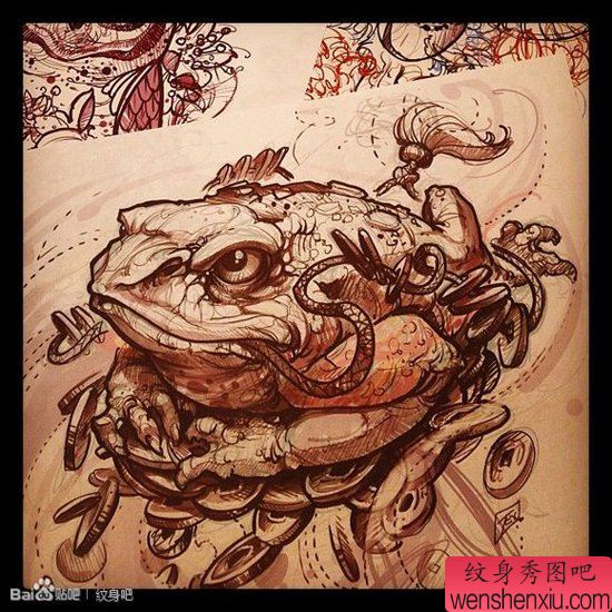 一幅流行经典的金蝉纹身手稿