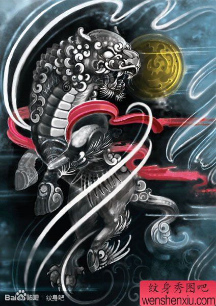 一幅霸气超帅的神兽纹身手稿