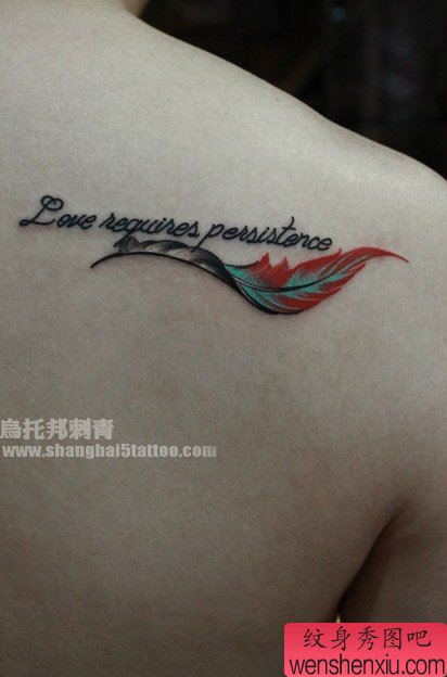 唯美小巧的一幅小羽毛纹身图案