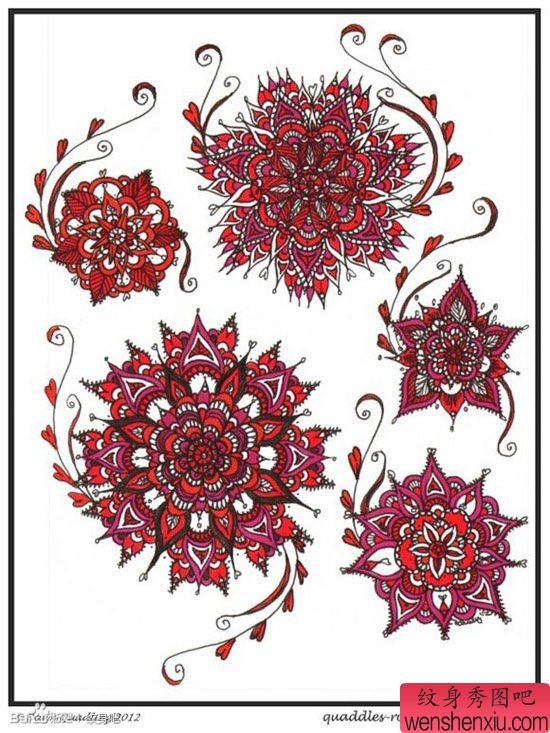 流行精美的图腾花卉纹身手稿