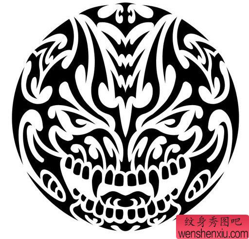 一幅帅气很酷的图腾恶魔纹身图案