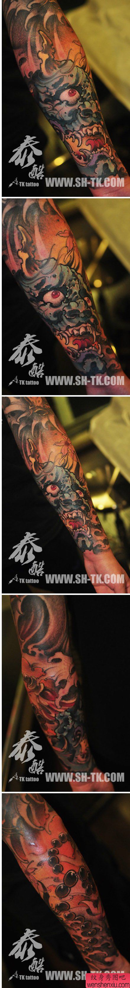 手臂很酷霸气的一幅般若纹身图案