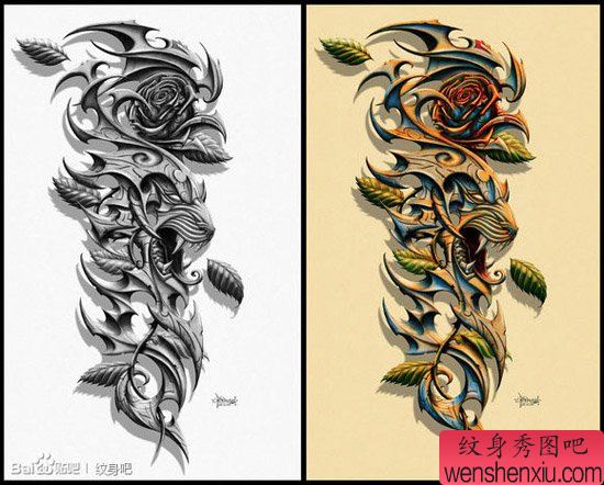 很酷流行的一幅欧美3D纹身手稿