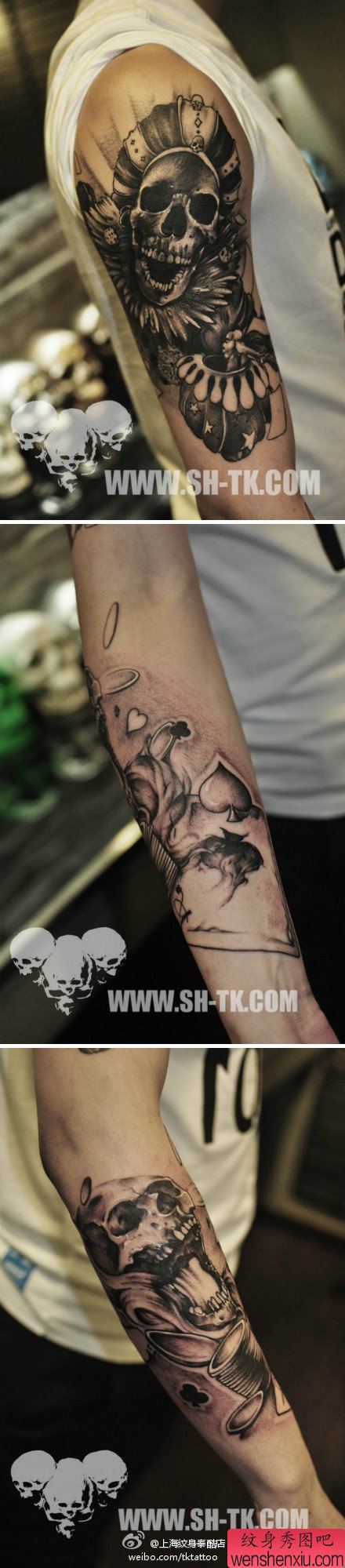 男生手臂流行很酷的欧美骷髅纹身图案