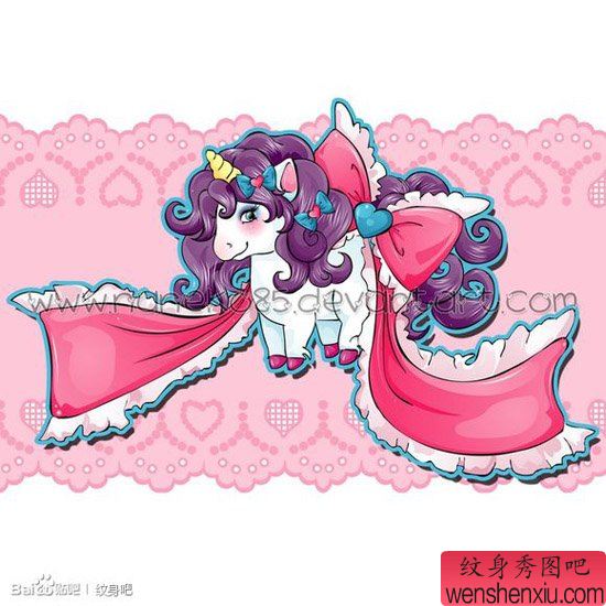 一幅流行很酷的独角兽纹身手稿