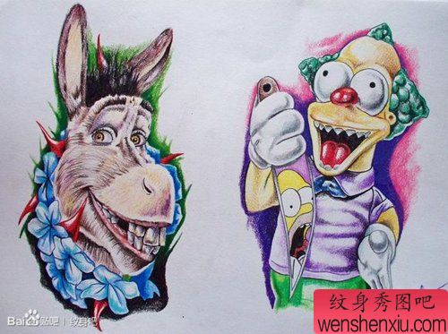 一幅另类流行的驴纹身手稿