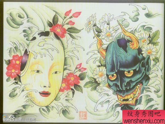 一幅流行经典的般若纹身手稿