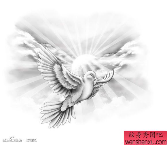 流行唯美的黑白小鸟纹身图案