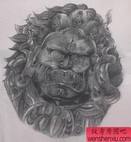 霸气超酷的大黑天菩萨纹身手稿