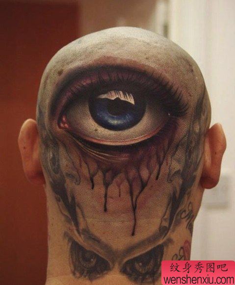 头部超酷经典的一幅眼睛纹身图案