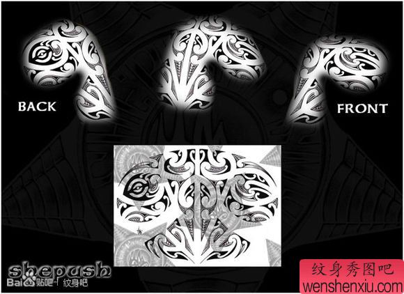 霸气超酷的一幅半胛图腾纹身图案