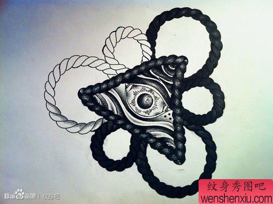 一幅经典时尚的上帝之眼纹身手稿