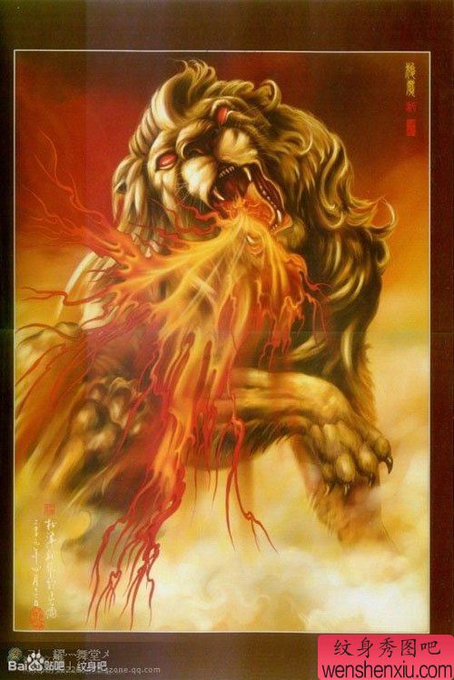 一幅霸气超酷的神兽纹身手稿