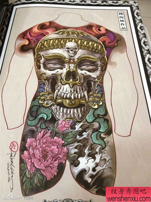 超酷经典的满背嘎巴拉纹身图案