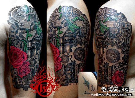 手臂超酷时尚的机械臂纹身图案