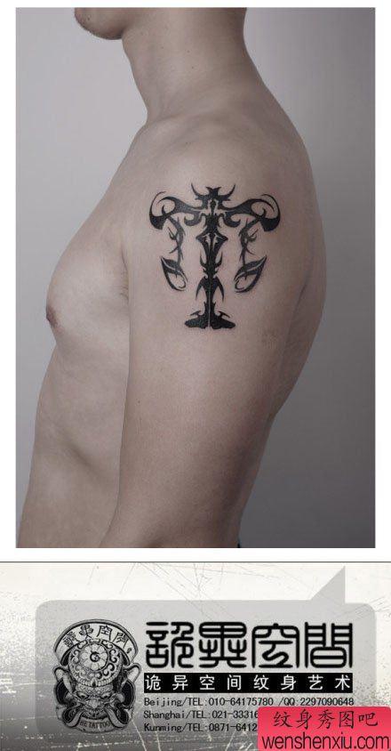 手臂一幅流行流行的图腾天秤座纹身图案