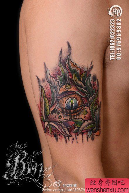 手臂精美帅气的眼睛纹身图案