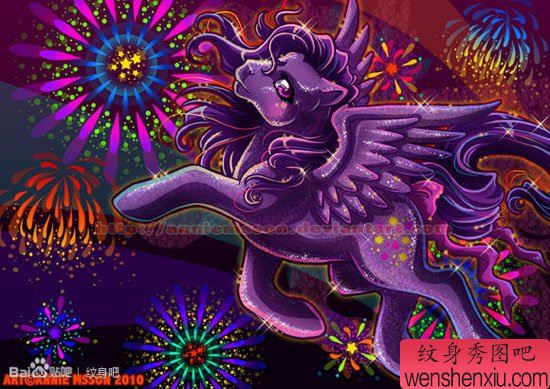 一幅梦幻精美的天马纹身手稿