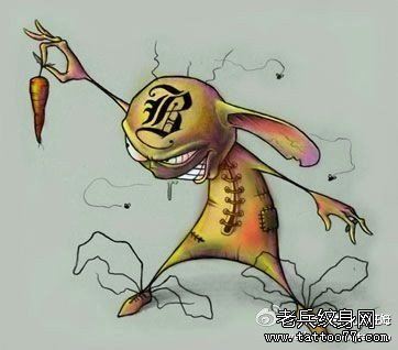 一幅邪恶帅气的小兔子纹身图案