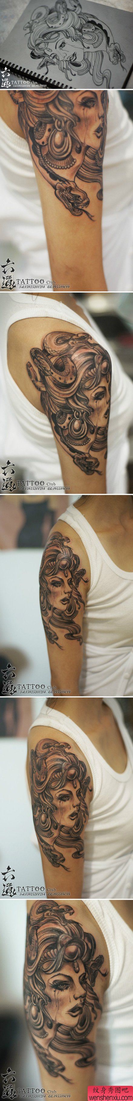 手臂流行经典的美杜莎纹身图案