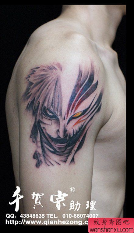 手臂一幅很酷经典的卡通死神纹身图案