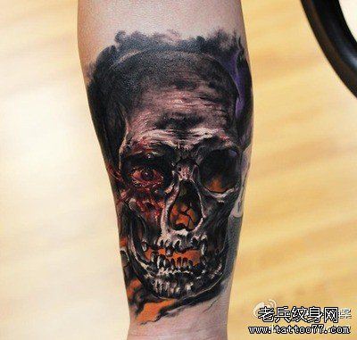 手臂超酷帅气的欧美骷髅纹身图案