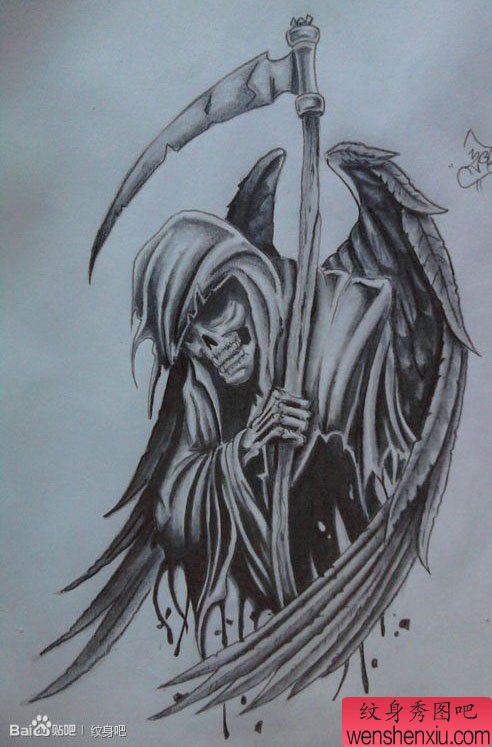 一幅很酷经典的死神纹身手稿