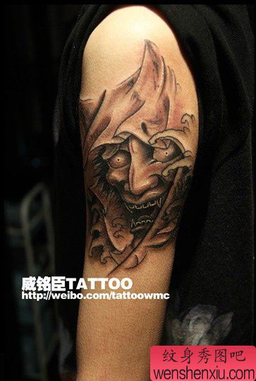 男性手臂流行很酷的一幅般若纹身图案