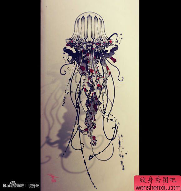 流行流行的一幅水母纹身手稿