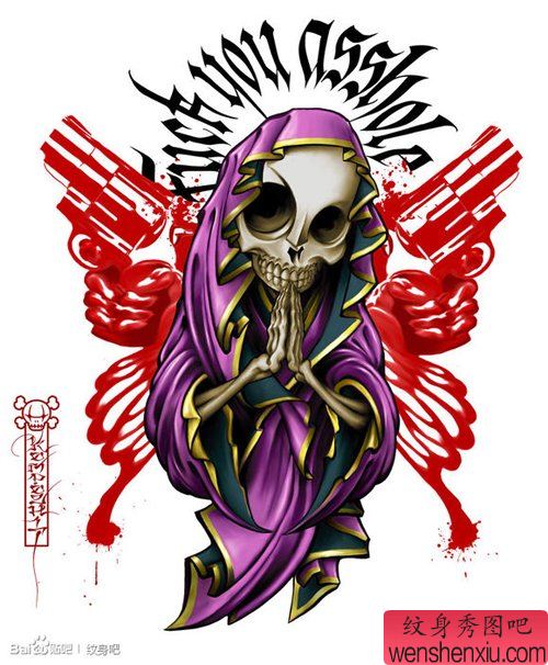 一幅流行流行的死神纹身手稿