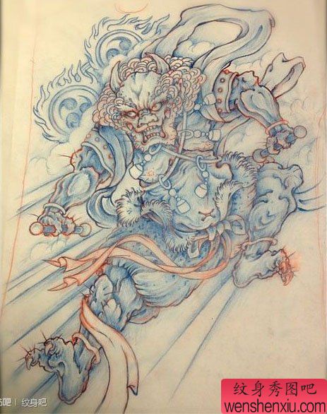 流行很酷的一幅雷神纹身手稿