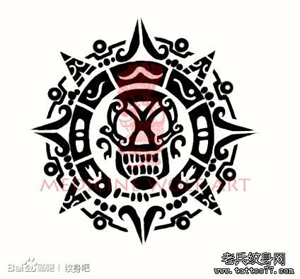 流行很酷的图腾骷髅纹身手稿