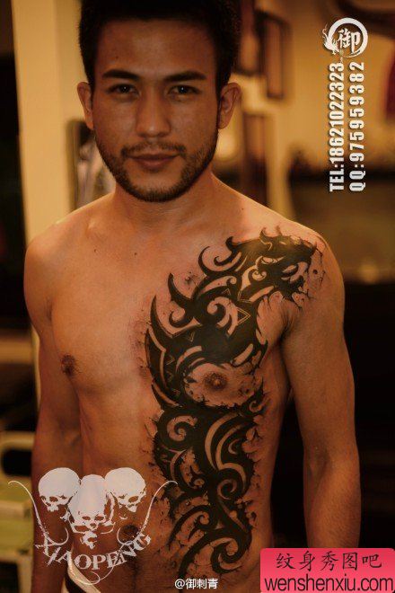 男性前胸超帅霸气的图腾纹身图案