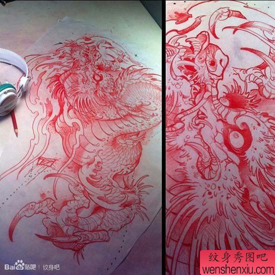 流行很酷的一幅龙纹身手稿