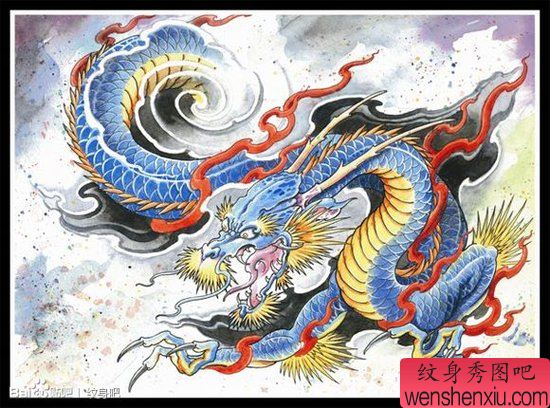 超帅很酷的一幅传统龙纹身手稿