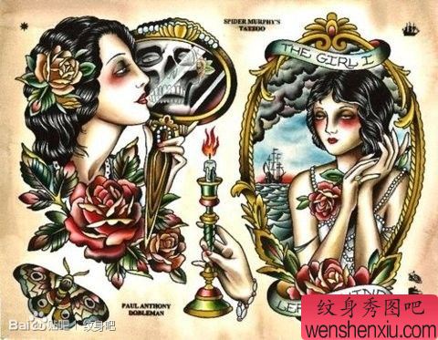 一组漂亮的欧美美女纹身手稿