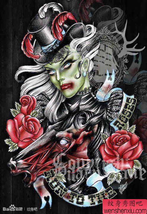 另类很酷的欧美美女纹身手稿