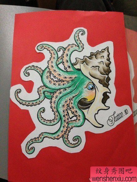 流行流行的一幅章鱼纹身手稿